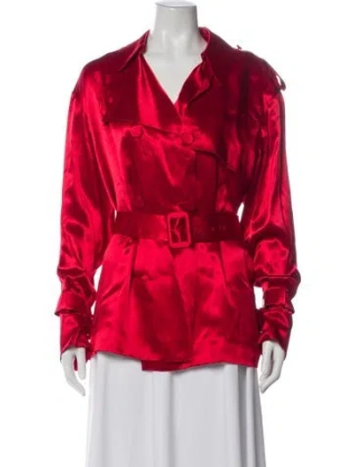 Pre-owned Ferragamo Silk Floral Print Jacket In Red