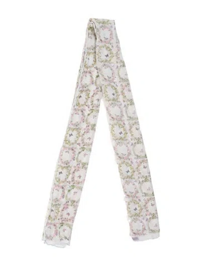 Pre-owned Ferragamo Silk Floral Print Scarf In Blue