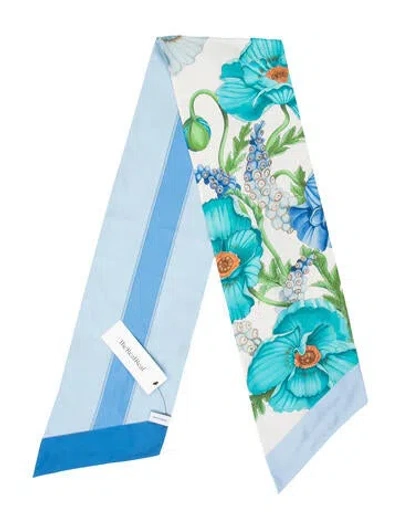 Pre-owned Ferragamo Silk Floral Print Scarf In Blue