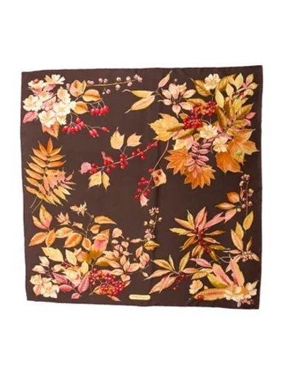 Pre-owned Ferragamo Silk Floral Print Scarf In Multi