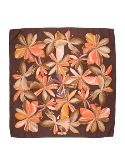 Pre-owned Ferragamo Silk Floral Print Scarf In Neutral