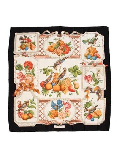 Pre-owned Ferragamo Silk Floral Print Scarf In Neutrals