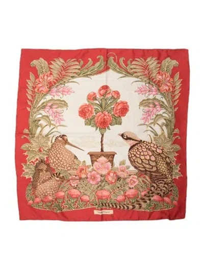 Pre-owned Ferragamo Silk Floral Print Scarf In Pink
