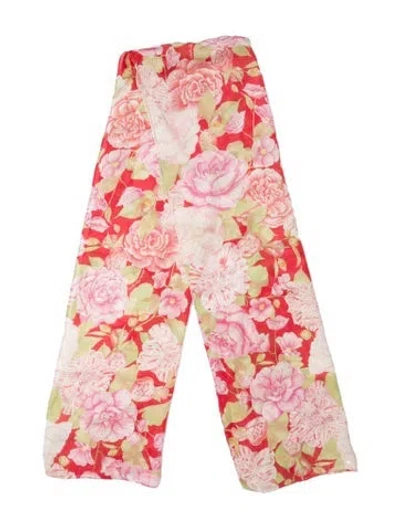 Pre-owned Ferragamo Silk Floral Print Scarf In Pink