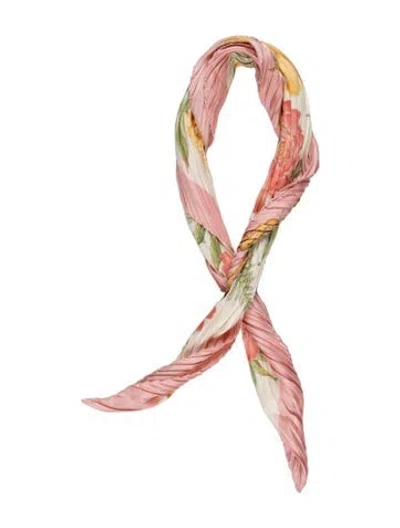 Pre-owned Ferragamo Silk Floral Print Scarf In Pink