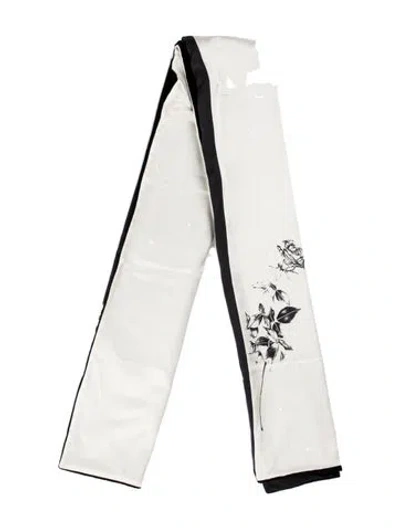 Pre-owned Ferragamo Silk Floral Print Shawl In Black