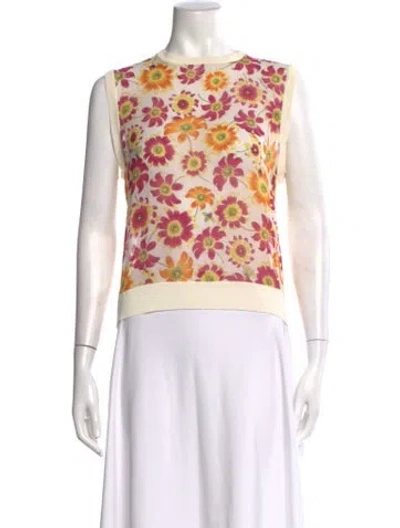 Pre-owned Ferragamo Silk Floral Print Top In Multi