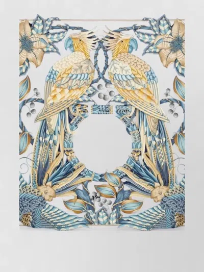 Ferragamo Silk Foulard Gancini Detail Parrot Motif In White