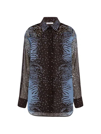 Ferragamo Silk Georgette Shirt In Brown