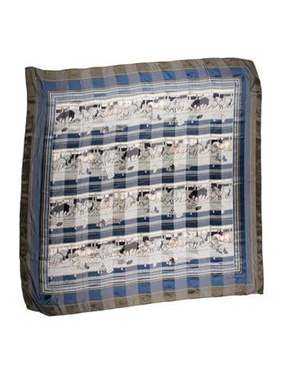 Pre-owned Ferragamo Silk Graphic Print Scarf In Green