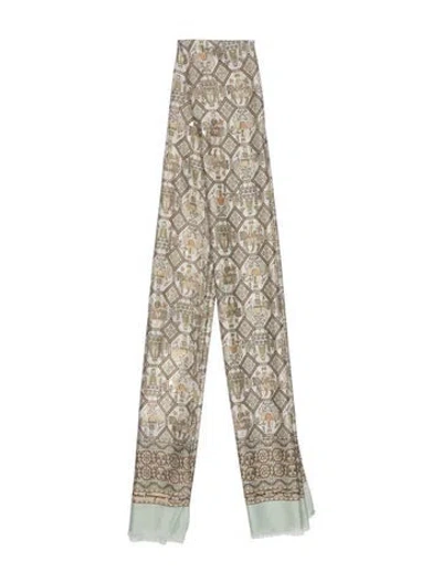 Pre-owned Ferragamo Silk Graphic Print Scarf In Neutrals