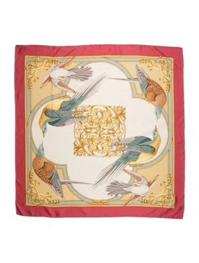 Pre-owned Ferragamo Silk Graphic Print Scarf In Neutrals