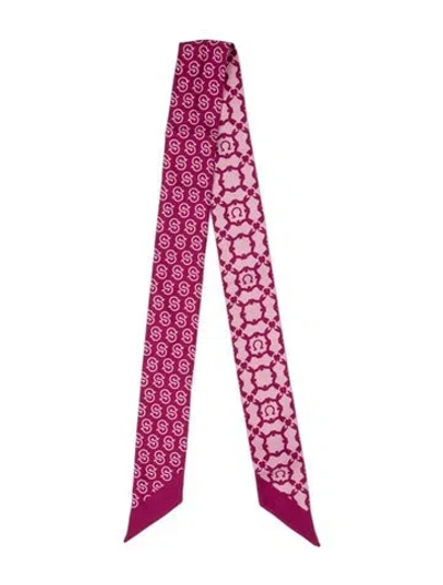 Pre-owned Ferragamo Silk Graphic Print Scarf In White