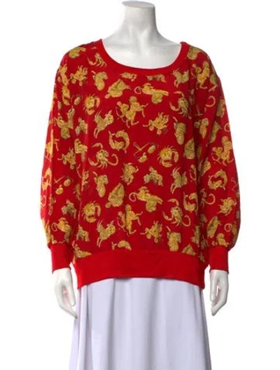 Pre-owned Ferragamo Silk Graphic Print Sweatshirt In Gold