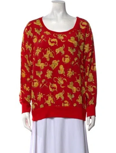 Pre-owned Ferragamo Silk Graphic Print Sweatshirt In Gold