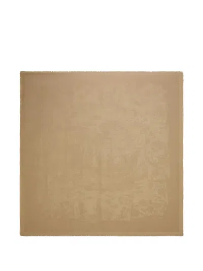 Ferragamo Silk Jacquard Shawl In Brown