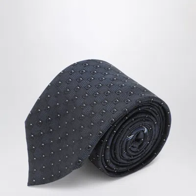 Ferragamo Silk Jacquard Tie In Blue