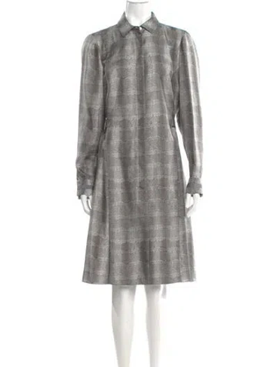 Pre-owned Ferragamo Silk Knee-length Dress In Gray