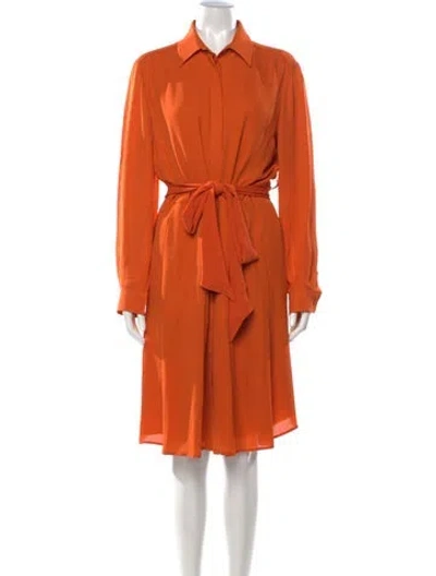 Pre-owned Ferragamo Silk Knee-length Dress In Orange