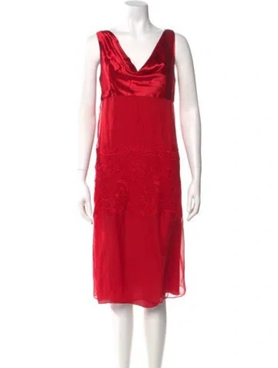 Pre-owned Ferragamo Silk Knee-length Dress W/ Tags In Red