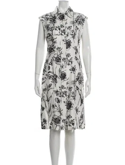 Pre-owned Ferragamo Silk Knee-length Dress In White