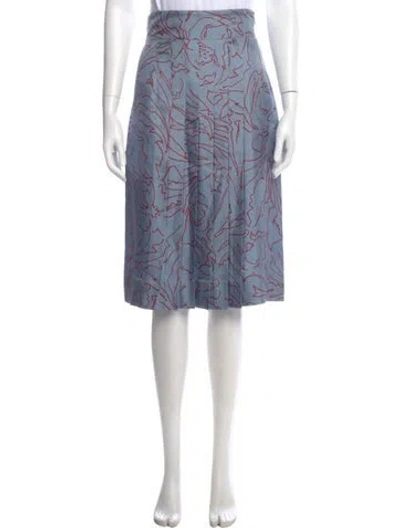 Pre-owned Ferragamo Silk Knee-length Skirt In Blue