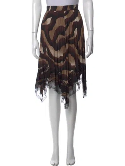 Pre-owned Ferragamo Silk Knee-length Skirt In Brown