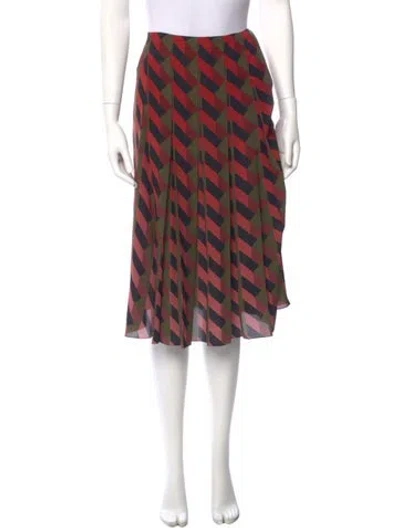 Pre-owned Ferragamo Silk Knee-length Skirt In Red