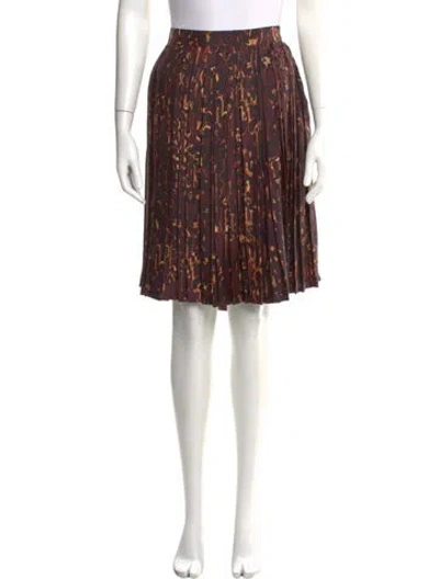 Pre-owned Ferragamo Silk Knee-length Skirt W/ Tags In Brown