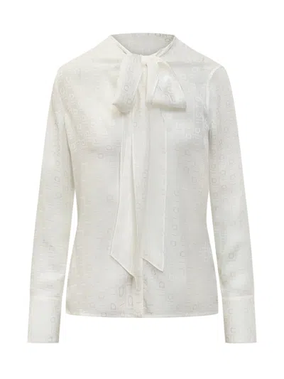 Ferragamo Silk Logo Shirt In White
