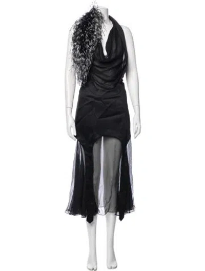 Pre-owned Ferragamo Silk Long Dress In Black