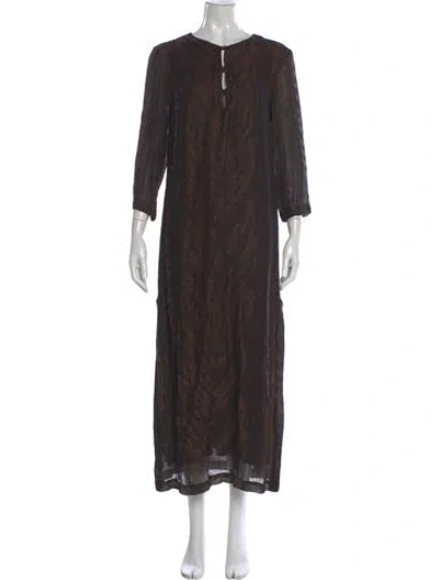 Pre-owned Ferragamo Silk Long Dress In Brown
