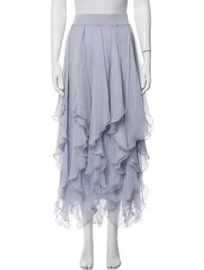 Pre-owned Ferragamo Silk Long Skirt In Blue