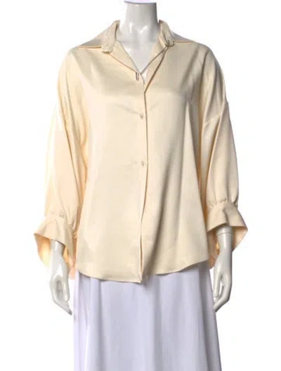 Pre-owned Ferragamo Silk Long Sleeve Blouse In Neutrals