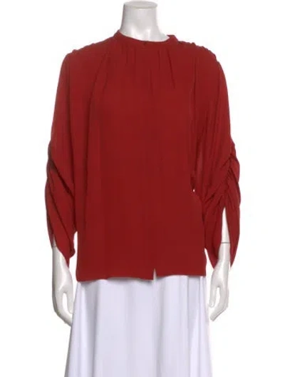 Pre-owned Ferragamo Silk Long Sleeve Blouse In Orange