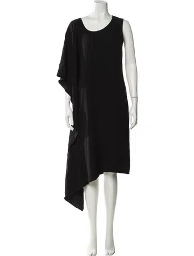 Pre-owned Ferragamo Silk Midi Length Dress In Black