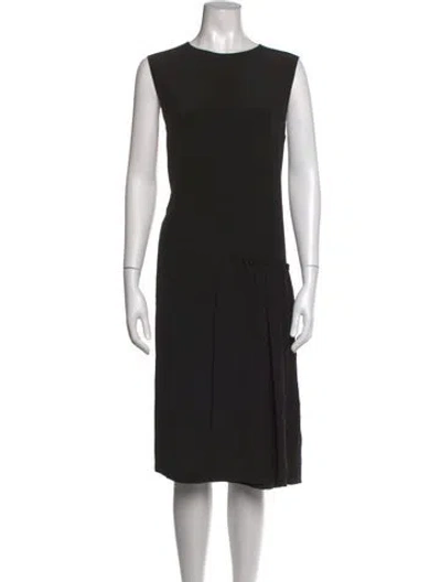Pre-owned Ferragamo Silk Midi Length Dress In Black