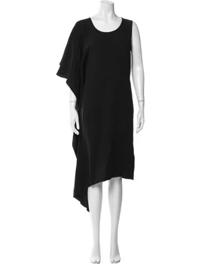 Pre-owned Ferragamo Silk Midi Length Dress In Black