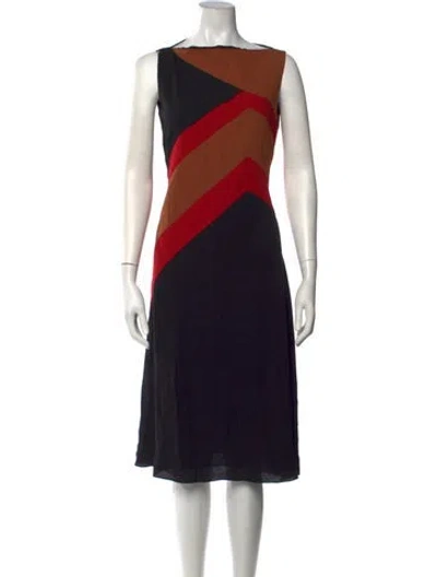 Pre-owned Ferragamo Silk Midi Length Dress In Black