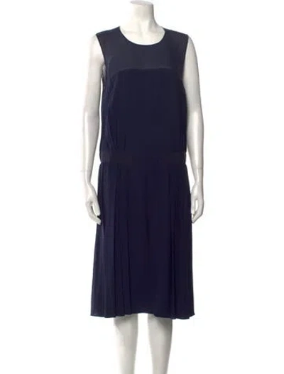 Pre-owned Ferragamo Silk Midi Length Dress In Blue