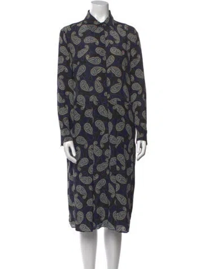 Pre-owned Ferragamo Silk Midi Length Dress In Blue