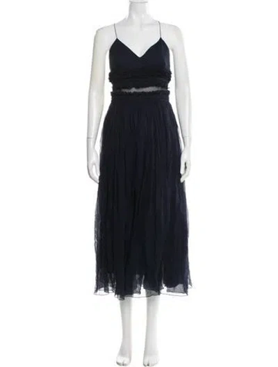 Pre-owned Ferragamo Silk Midi Length Dress In Blue