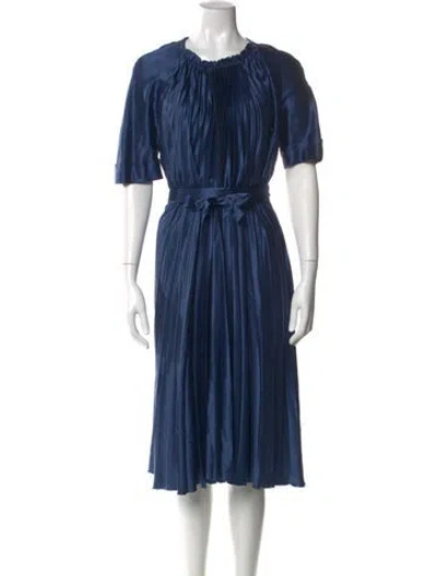 Pre-owned Ferragamo Silk Midi Length Dress In Blue