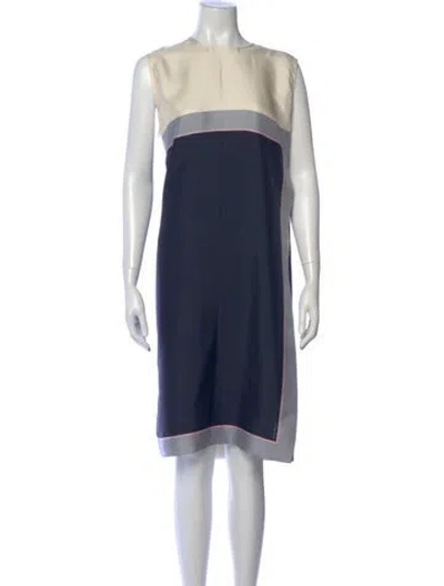 Pre-owned Ferragamo Silk Midi Length Dress In Blue