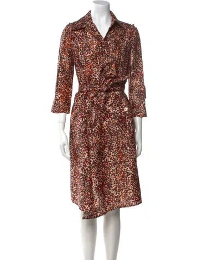 Pre-owned Ferragamo Silk Midi Length Dress In Brown