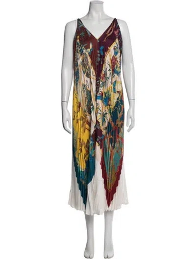 Pre-owned Ferragamo Silk Midi Length Dress In Burgundy