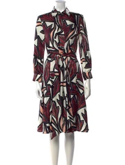 Pre-owned Ferragamo Silk Midi Length Dress In Burgundy