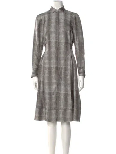 Pre-owned Ferragamo Silk Midi Length Dress In Gray