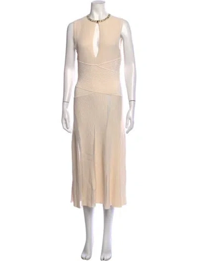 Pre-owned Ferragamo Silk Midi Length Dress In Neutrals
