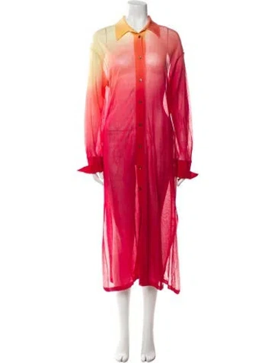 Pre-owned Ferragamo Silk Midi Length Dress In Red
